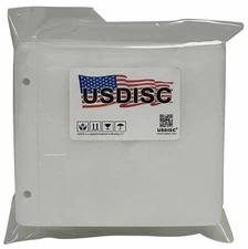 USDISC Plastic Sleeves, Binder Filing, Double-sided 2 Disc (White) Lot