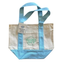 Trader Joe's  Mini Canvas Tote Bag Pastel blue Limited Edition  market tote
