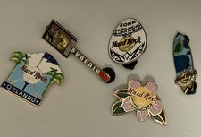 Hard Rock Cafe Pin Lot Of 5 Collectible Pins Various Designs See Photos