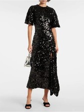 Ganni Black Sequin Velvet Maxi Dress