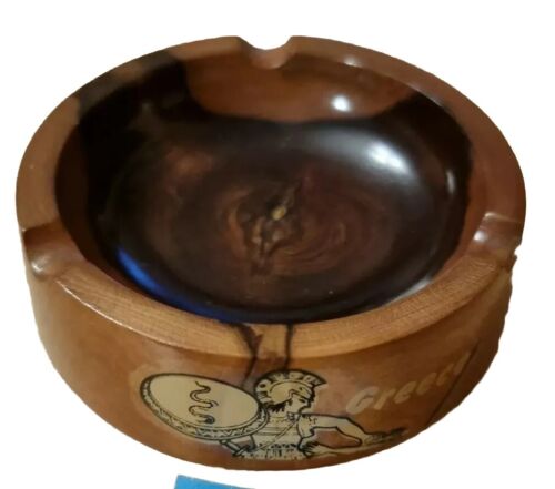 Vintage Wooden Ashtray From Greece Olivewood looks unused Good Condition  - Picture 1 of 12