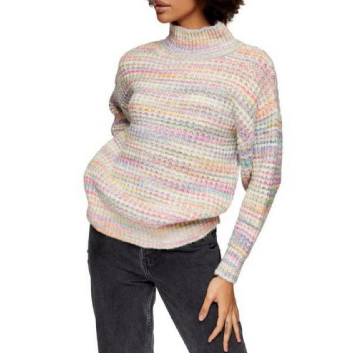 Topshop pink top roll neck jumper