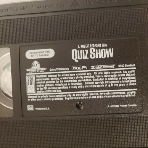 Quiz Show (VHS, 1995) A Robert Redford Film John Turturro - Picture 4 of 4