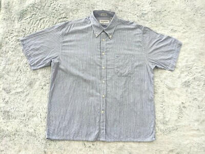 Henry Grethel Size XL Men's Shirt Short Sleeve Button Up Down Neck 17.5 Striped