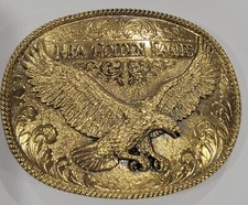 Vintage NRA Golden Eagle Limited Edition Gold Brass Bronze Tone Belt Buckle USA