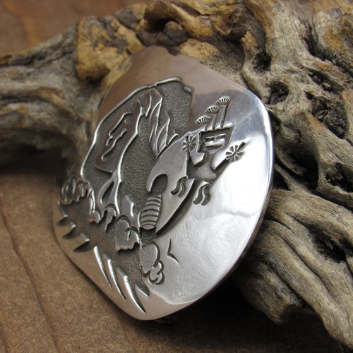 Sterling Silver Lloyd Becenti Navajo Yei Belt Buckle+ - Picture 2 of 4
