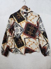 Women's Blouse Multi-Color Design Print Ruffle Collar with Button Cuffed Sleeves