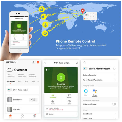 Wireless WIFI GSM Security Alarm System APP Control House Motion Detector Sensor - Picture 3 of 34