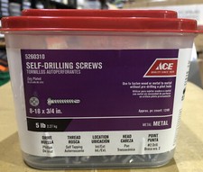 (5 LB BOX- 1240 Screws) ACE Self-Drilling Zinc Screws 8-18 x 3/4"  Phillip Head