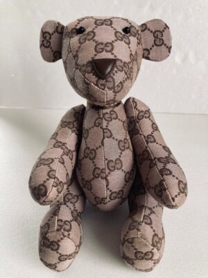 GUCCI GG Canvas Teddy Bear Plush Toy 2pcs Set Italy Made Mint