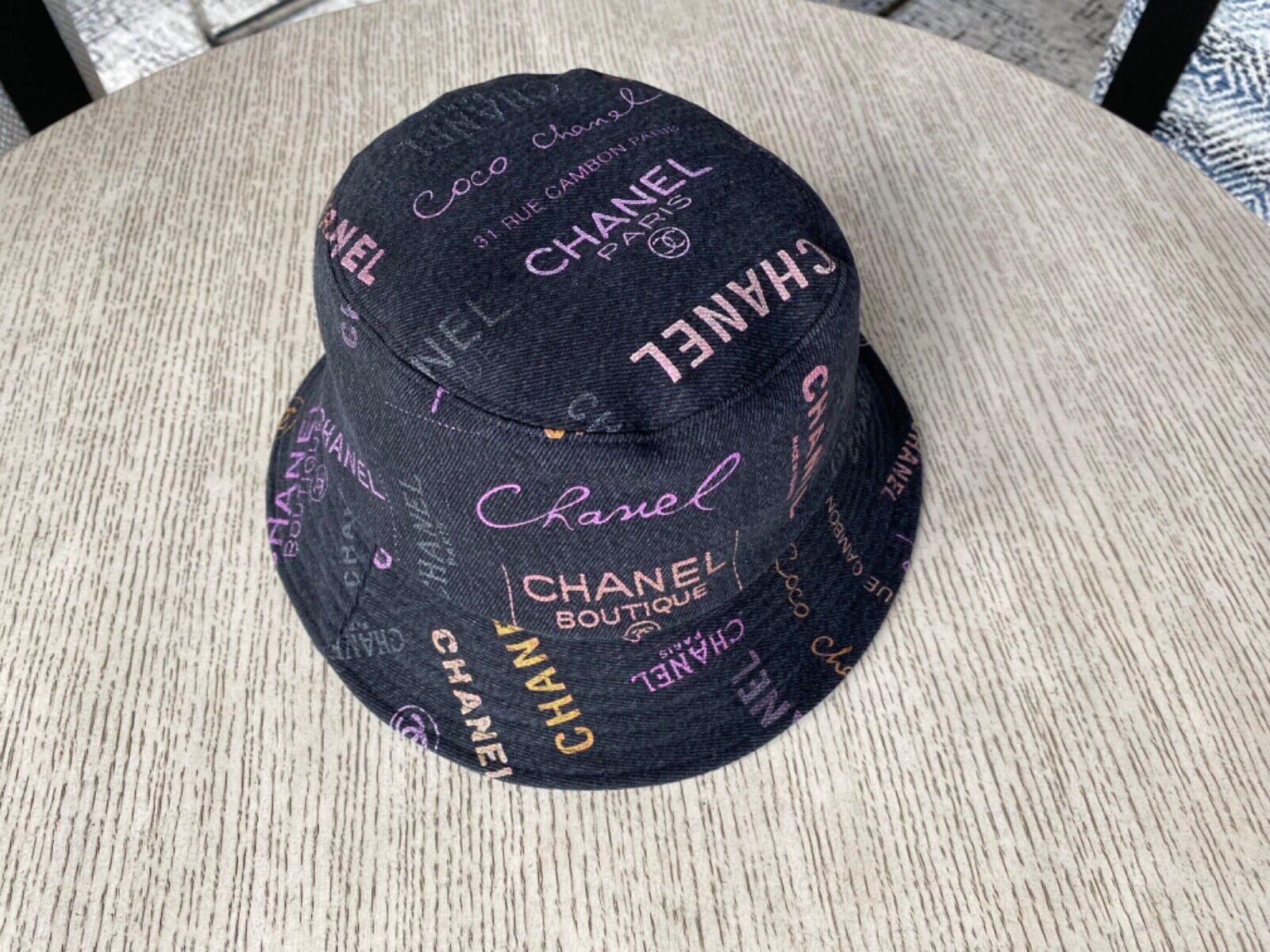 chanel denim vintage hat