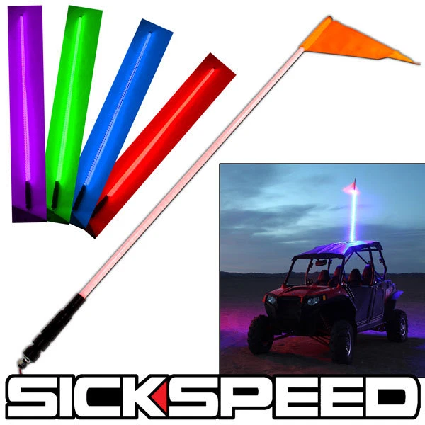 6 FOOT MULTI COLOR QUICK RELEASE RGB LED WHIP ANTENNA ATV UTV