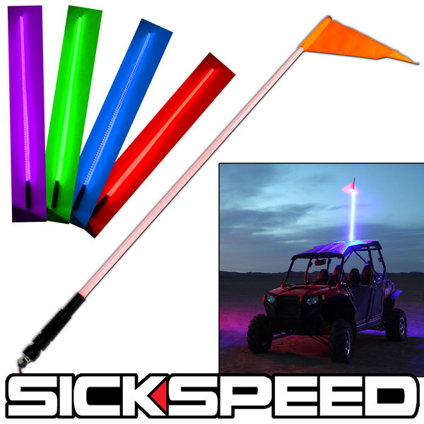 5 FOOT MULTICOLOR QUICK RELEASE RGB LED OFFROAD WHIP LIGHTS ATV UTV