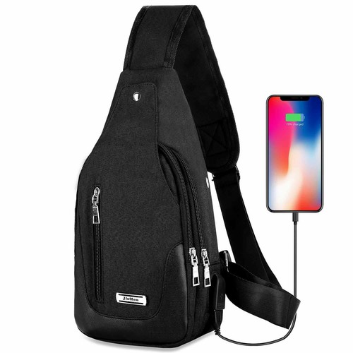 Bandolera De Cuero Para Hombre, Mochila Negra Viaje Y Deportes Mensajero  Bolso | eBay