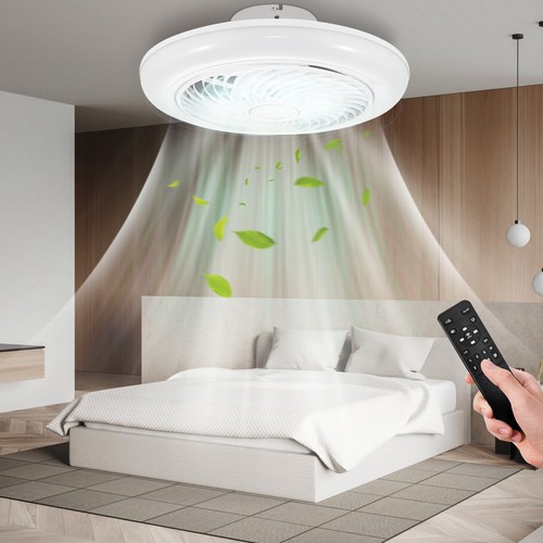 Modern Ceiling Fans with 3-Color LED Light Fan remote Round Pendant Fan Lamp NEW - Picture 3 of 14