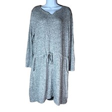 Soft Surroundings Easy Living drawstring waist gray sweater knit dress