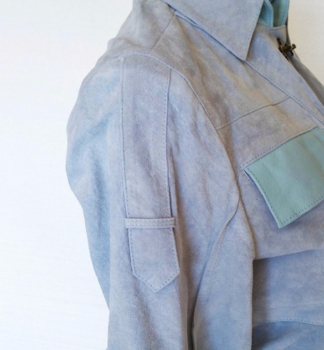 Terry Lewis Jacket Coat NEW w/ Tags Blue Genuine Suede Leather Buckles Lined XS - Picture 9 of 12
