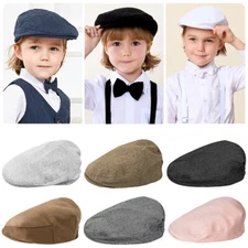 Baby Boy Hat Flat Cap Vintage Newsboy Driver Hats Infant Girl Tweed Cabbie Beret