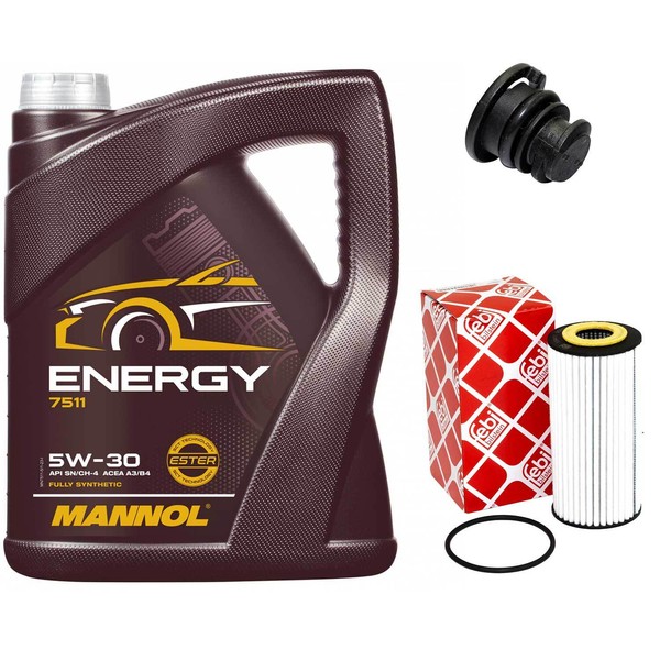 MotoröL Set 5W-30 5 Liter + ÖLfilter + ÖLablassschraube FüR Audi A5 A4 1.8 2.0-image