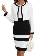 Kleid mit Jacke schwarz-weiss Gr. 46 0125VD43...
