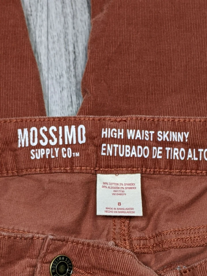 Женские узкие деревенские красные вельветовые брюки Mossimo Supply Co размер 8 высокая талия - Изображение 4 из 4
