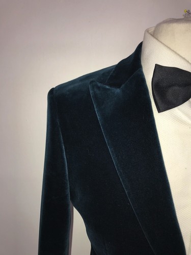 REISS - Mens Slim Fit DARK GREEN VELVET TUXEDO JACKET - 38 Reg - GORGEOUS - Picture 3 of 8