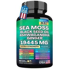 Sea Moss, Black Seed Oil, Ashwagandha, Turmeric, Ginger 16 in 1 Multivitamin 