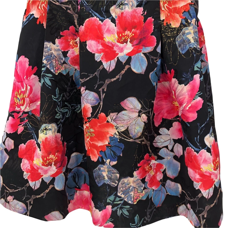 Falda Floral Botánica Metálica Mujer Talla 6 Plisada Antonio Melani Foto 3 de 4