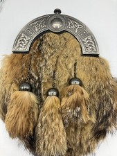 NEU schottisches keltisches Mantelkleid Sporran in Fuchspelz mit kostenlosen Ketten 99 &pound;