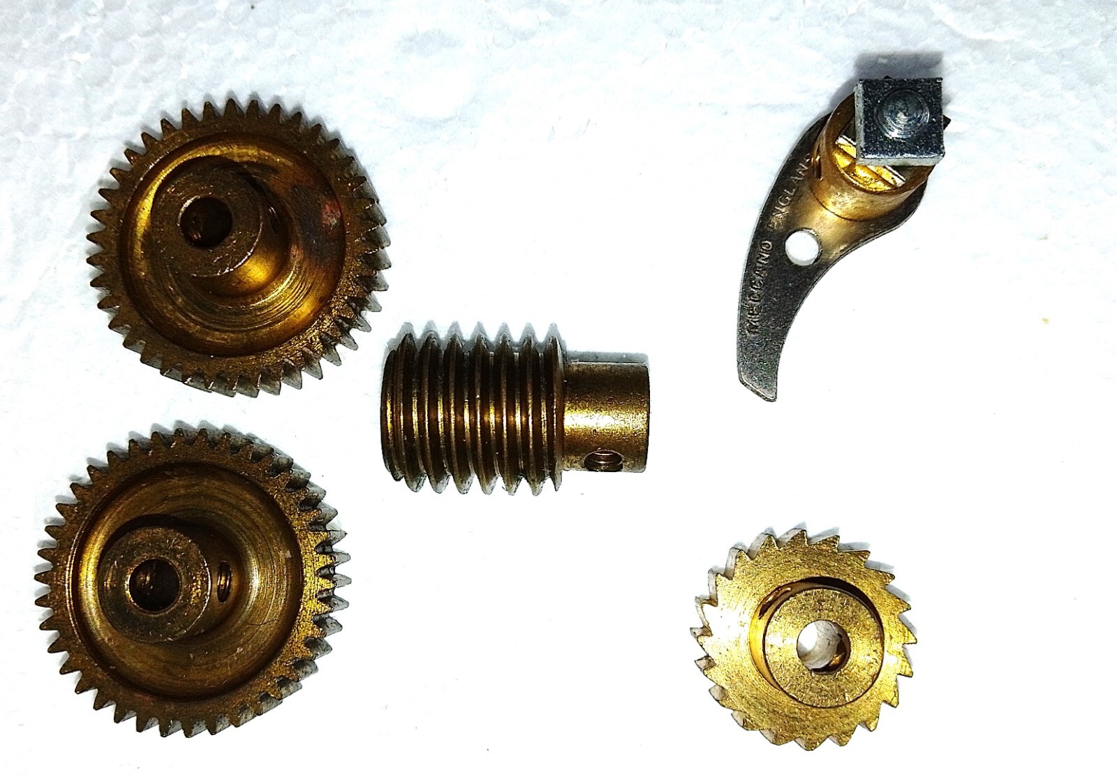 Selection of Meccano parts, gears, worm, ratchet wheel and pawl c/w