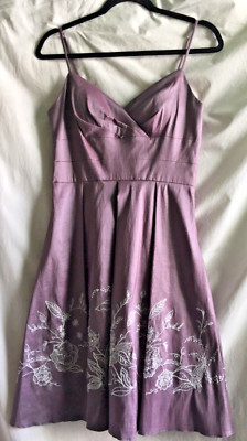 OLEG CASSINI Women s embroidererd sequined dress PURPLE size 8