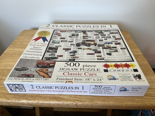 “Classic Cars” 2 in 1 Jigsaw & Crossword Puzzle 500 Pieces by SunsOut - Picture 3 of 4
