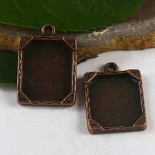 8pcs copper-tone picture frame charms h2821