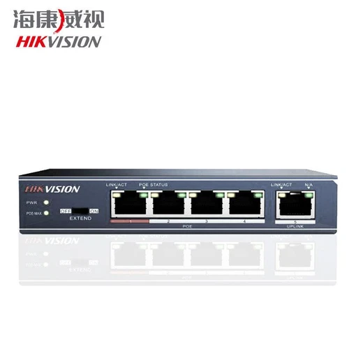 HIKVISION DS-3E0105P-E PoE Injector Switch 5 Ports(1Uplink, 4 PoE)10/100Mbps