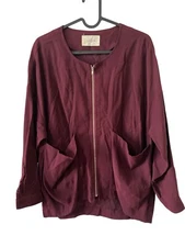 Chiffon Made in Korea Burgundy Wine Lightweight Jacket Loose Fit Korean Fashion