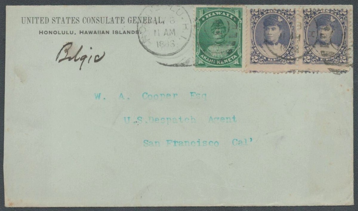 1893 Hawaii US Consulate General to San Francisco with 3 Stamps eBay