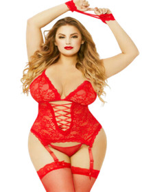 Sexy Women Lingerie Set Bodysuit with Garter Belts Lace Teddy Babydoll Nightwear