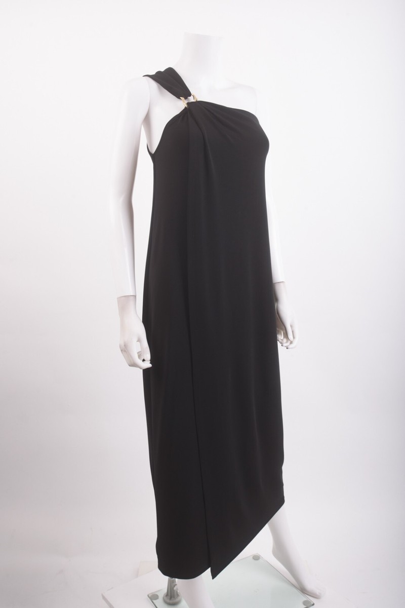 Massimo Dutti Womans Maxi Dress Size M Black One Shoulder