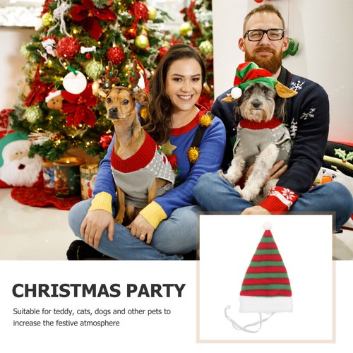1PZ Costume gatto a tema natalizio animale domestico decorativo gatto cane cappello natalizio nuovo - Foto 6 di 12