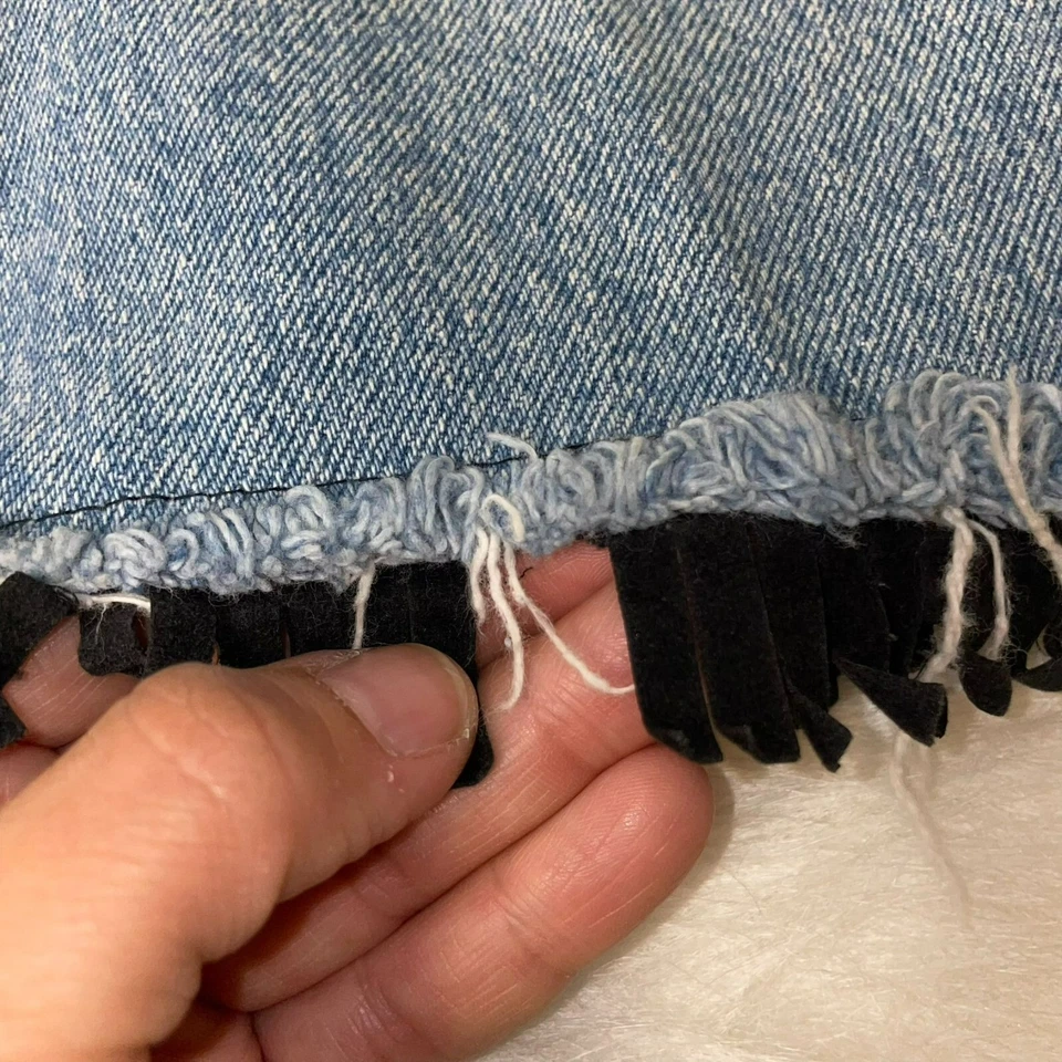 Pantalones cortos de mezclilla Lee Big Girls 10 años 90 tiro medio parche flecos 4" de colección Foto 3 de 4