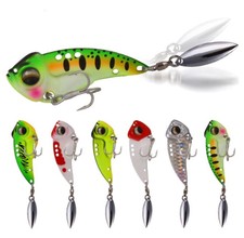 6PCS Rotating Metal VIB Fishing Lures Jigs Hooks Baits Spinner Spoon Trout Swim
