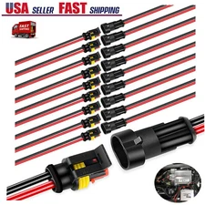 Car Waterproof Electrical Wire Cable Connector Male Female 2Pin Way Plug Kit Lot