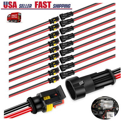Car Waterproof Electrical Wire Cable Connector Male Female 2Pin Way Plug Kit Lot