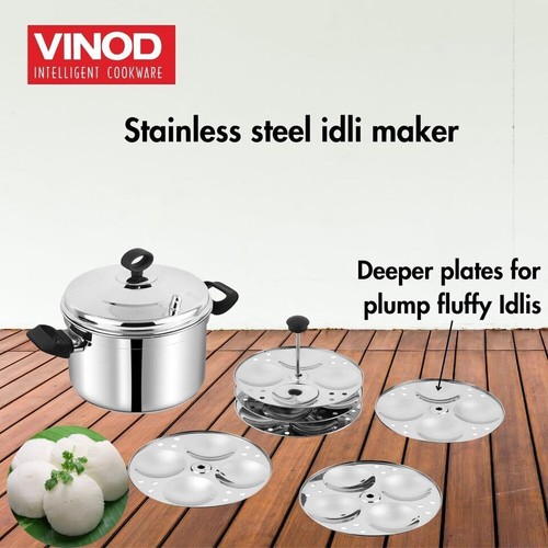 Cocina de acero inoxidable Vinod 4 y 6 niveles Idli 16/24 inducción de cocina ociosa - Imagen 3 de 17