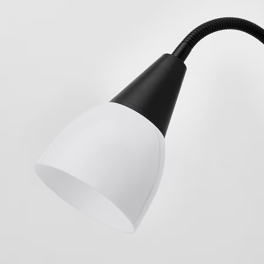 Lampada da terra nera e vetro bianco foto 4
