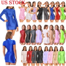 Women's Shorts Bodycon Dress Oil Shiny Mini Micro Tight Pencil Dress Clubwear