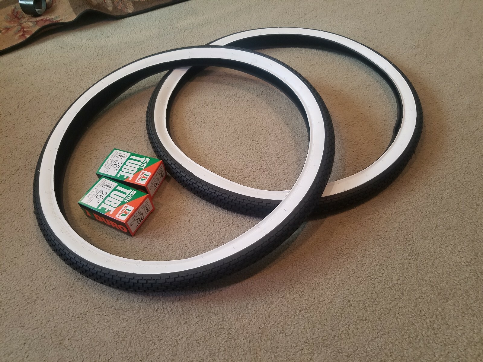 TWO 26X2X1&3/4"TIRES,TUBULAR S7 WHITEWALL BRICK PATTERN,VINTAGE SCHWINN CRUISER eBay