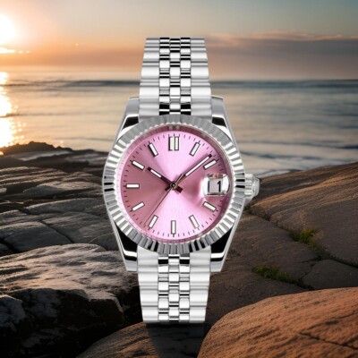 36mm Fluted Bezel Tandorio Automatic Lady Women Watch NH35 Movt Sapphire Crystal