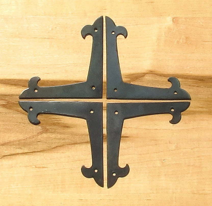 4 Placas de esquina planas decorativas de 4" marco de puerta de hierro forjado soporte de muebles antiguos Foto 3 de 4
