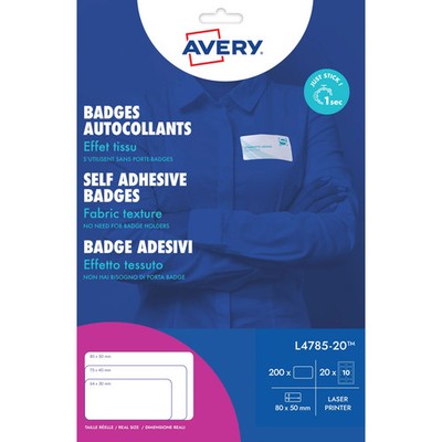 Avery   Namensschild-Etikett L4785-20 80 x 50 mm, 200 Etiketten
